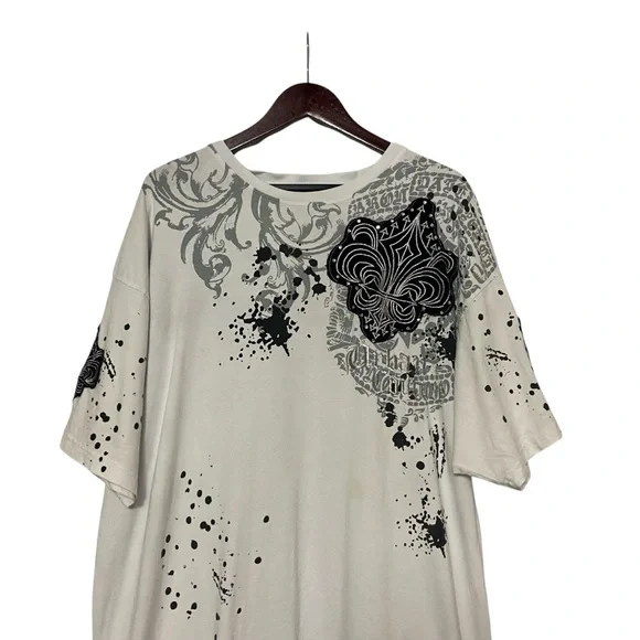 Victorious Urban Couture Graphic T Shirt Vtg Baggy White Rhinestone Goth Y2K - Picture 2 of 16